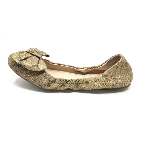 Prada Ballet Flats Shoes Size 40/10 US Gold Snake - Picture 2 of 10